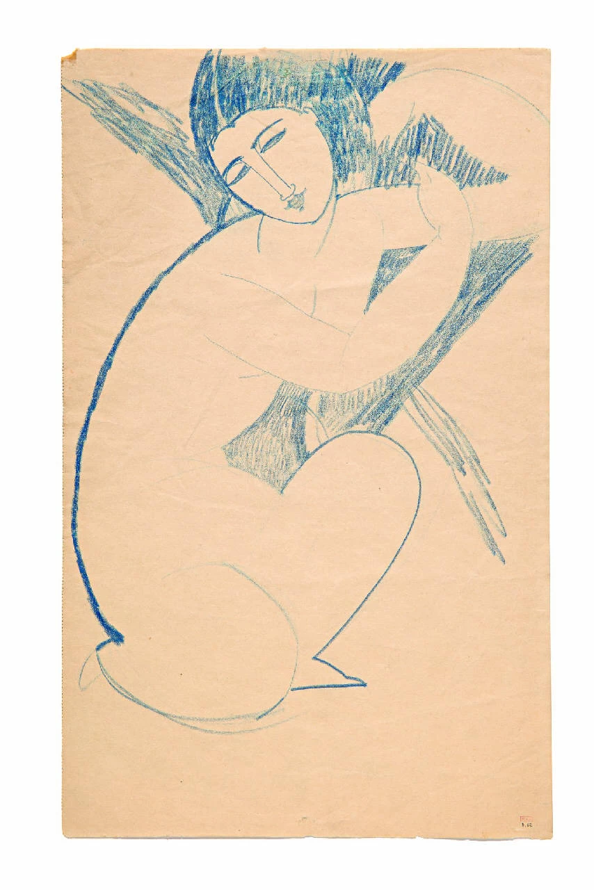 Amedeo Modigliani - 270, Cariatide (accroupie, main sur son épaule g.), Villa Necchi Campiglio, Milano